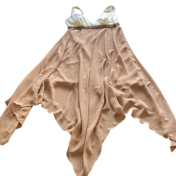 ABS Allen Schwartz Size 4 Satin & Chiffon Special Occasion Dress Beaded Party - Picture 4 of 15